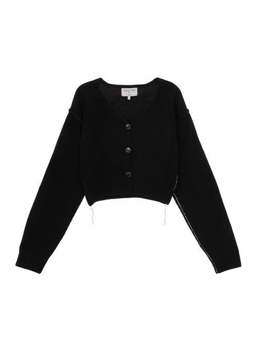 MUSINSA | マーティンキム MATIN STITCH POINT CROP CARDIGAN IN BLACK