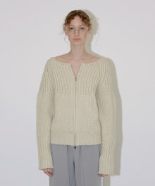 TWO WAY ZIP UP KNIT (ivory)
