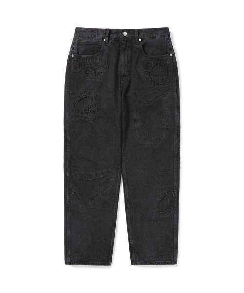 Black damaged jeans discount