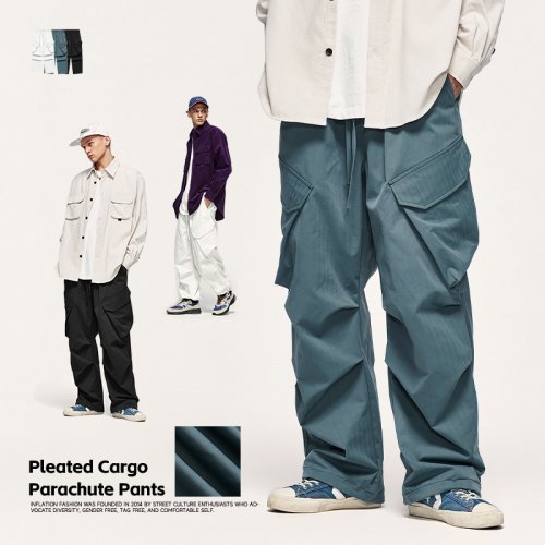 Pleated Cargo Banding Pant
