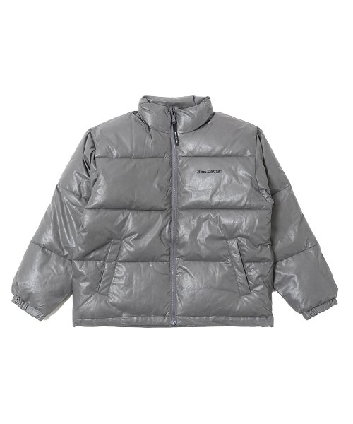 WHITE LABEL FAUX LEATHER PUFFER JACKET LIGHT GRAY