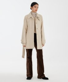 Belted Half Coat - Beige