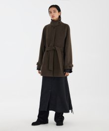 Belted Half Coat - Brown