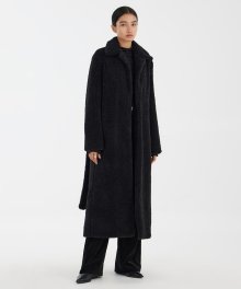 Faux Shearling Coat - Black