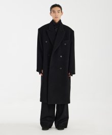 Oversized Double breasted Coat - Black