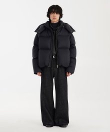 Cropped Puffer Down Jacket - Black