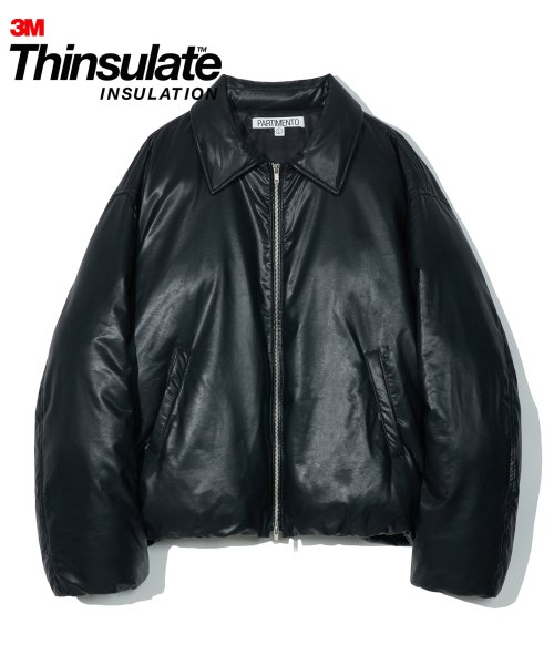 MUSINSA公式 | PARTIMENTO [Vegan Leather] 3M Thinsulate Featherless Puffer  Blouson Jacket Black