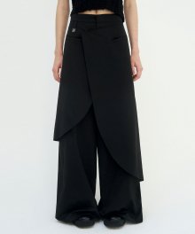 Wrap Double-layered Pants [Black]