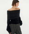 Ribbed Open Shoulder Knit [Black]
