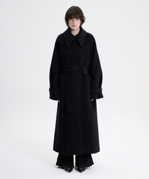 Traum Balmacaan Long Coat [ Black ]