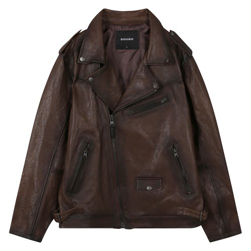 Мужская кожаная косуха из овчины Dark Brown
