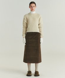 Corduroy Strap Midi Skirt - Deep Brown