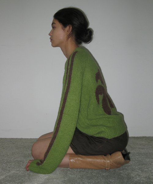 MUSINSA | PARTIMENTO WOMEN Lily Boucle Knit Sweater_Light Green