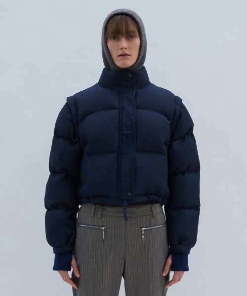 MUSINSA | PARTIMENTO WOMEN 2WAY Crop Puffer Jacket_Navy