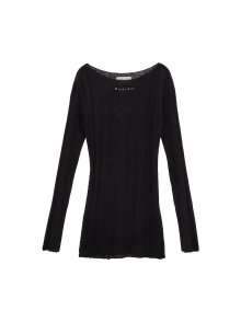 BOAT NECK LONG KNIT PULLOVER IN BLACK