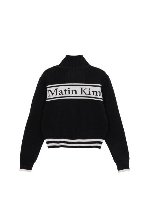 SPELL POINT STRIPE WOOL BLENDED KNIT CARDIGAN IN BLACK