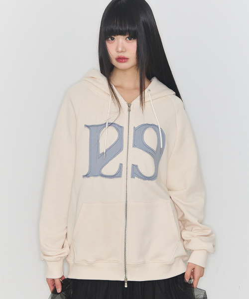 129 Logo Patch Hooded Zip-up Cream preview
