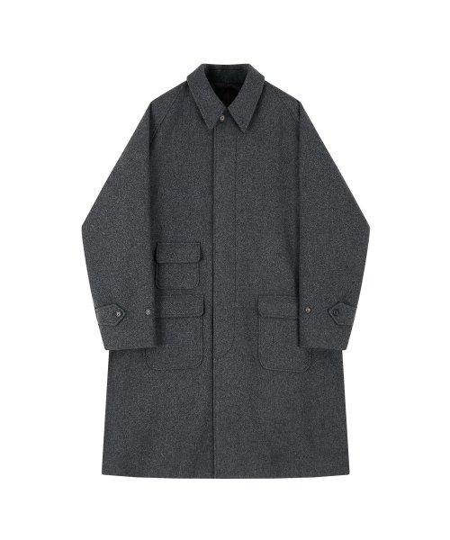 wool Raglan Balmacaan Coat (Charcoal)