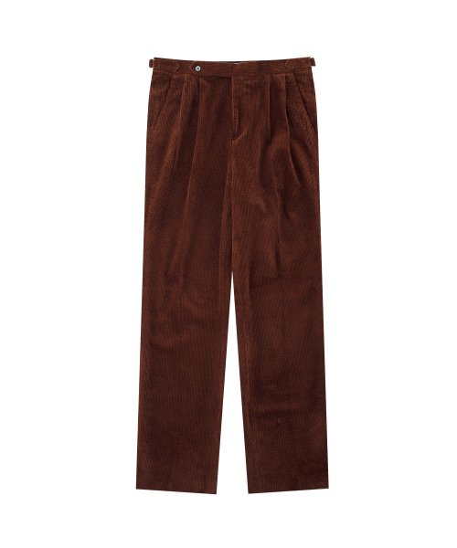 Corduroy adjust 2Pleats relaxed Trousers (Brick)