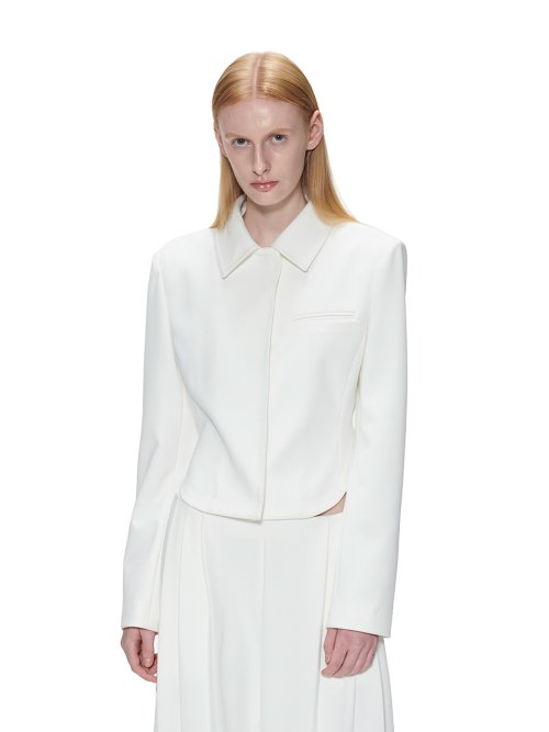 HIDDEN BUTTON SHIRTS JACKET - WHITE
