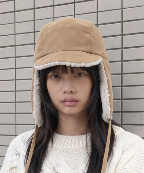 이어플랩 디테일 겨울 양면 방한 모자 TRAPPER HAT / REVERSE FUR / FLANNEL BEIGE