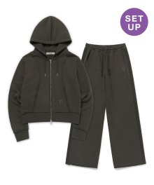 CUT OFF DETAIL HOODED SET-UP [CHARCOAL]