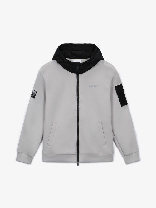 Худи на молнии оверсайз с нейлоновыми патчами (GREY)
