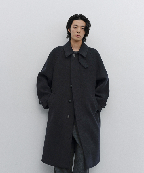 어나더 오피스(ANOTHER OFFICE) Legacy Balmacaan Coat (Dark Navy