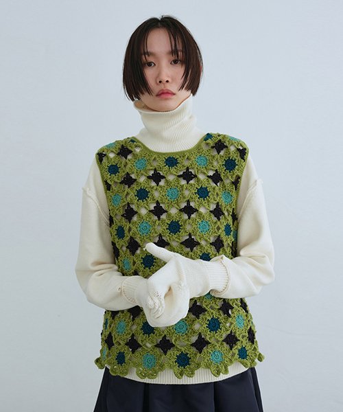Gloves Mixed Turtle Neck Knit Top_R0WAA23101IVX