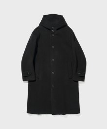 PILE WOOL HOODED COAT (BLACK)