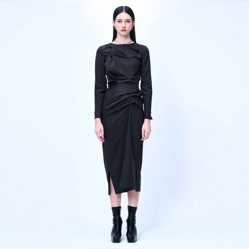 [재입고] DOZI - Long Pierced Dress _ Dark Grey