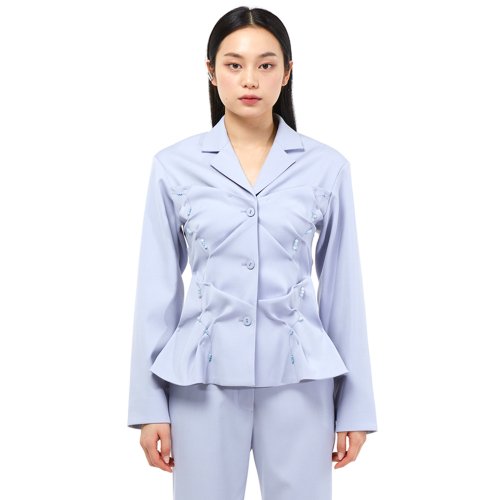 DOZI - Beaded Slim Jacket _ Sky Blue
