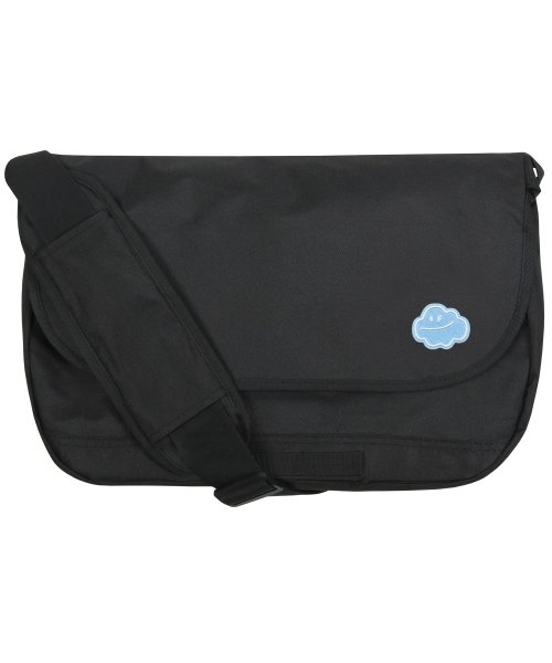 MUSINSA  GRAVER BAG AND ACC [BAG&ACC] Sky blue cloud smile embroidery  cross messenger bag_black