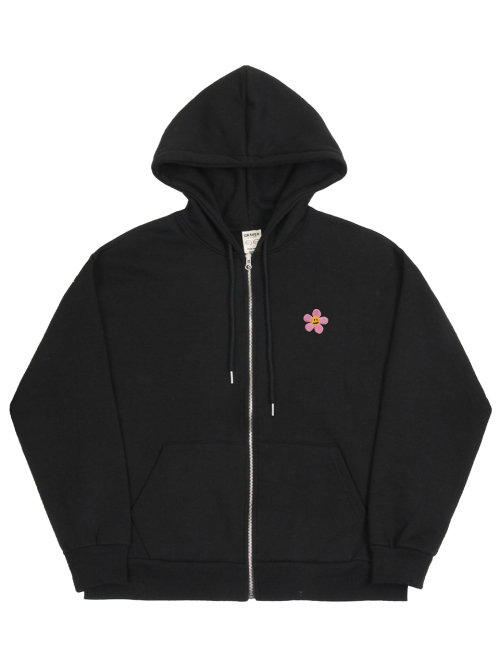 Худи на молнии с вышивкой Pink Flower Smile_Black