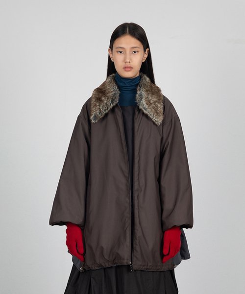 【AMOMENTO】23fw QUILTED REVERSIBLE JUMPER AMOMENTO Padded Cotton Nylon Jumper - Dark Brown | Garmentory