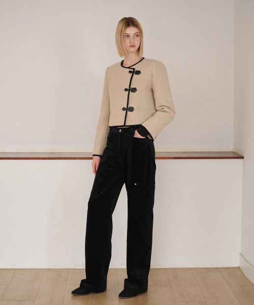 Waist Belt Corduroy Pants, Black