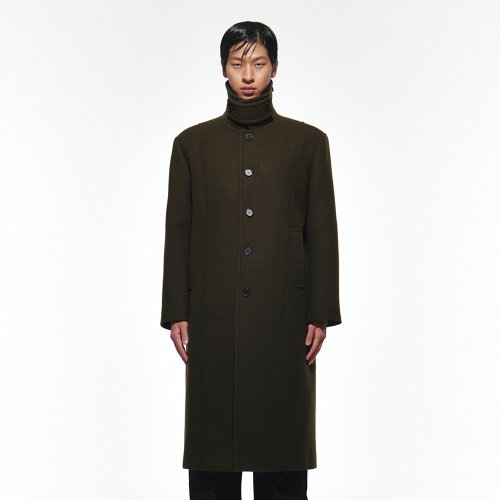 Raw Edge Single Breasted Coat [Taupe Brown]