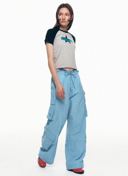 Нейлоновые брюки карго на завязках Light Blue