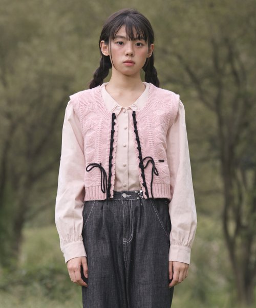 Petite Ribbon Knit Vest (2colors)