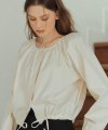 Bell Cotton Shirring Blouse [Cream]