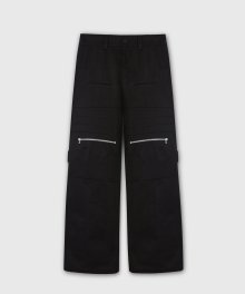 OVER FLARED BIKER PANTS BLACK