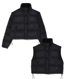 RIBBON 2WAY PADDED JACKET (BLACK)