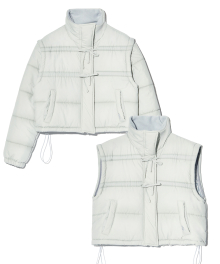 RIBBON 2WAY PADDED JACKET (GREY)