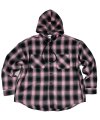 Ombre Check Hoodie Shirt Pink