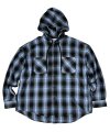 Ombre Check Hoodie Shirt Blue