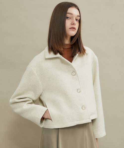 Короткое шерстяное пальто Cozy [Ivory]