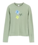 윔지마인드(WHIMSY MIND) 나비 수채화 긴팔 티셔츠_민트