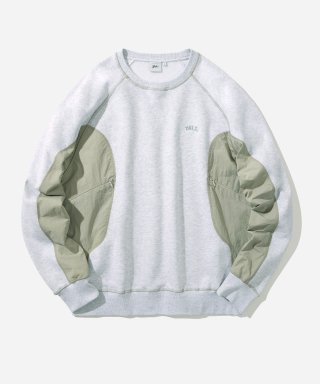 예일(YALE) [ONEMILE WEAR] NYLON FABRIC MIXED CREWNECK LIGHT GRAY 상품 이미지