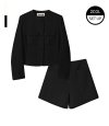 [SET] Sara Round Tweed Jacket & Mini Shorts - 2COL
