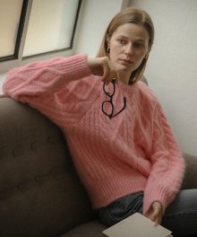 Brynn raglan round neck knit_Pink